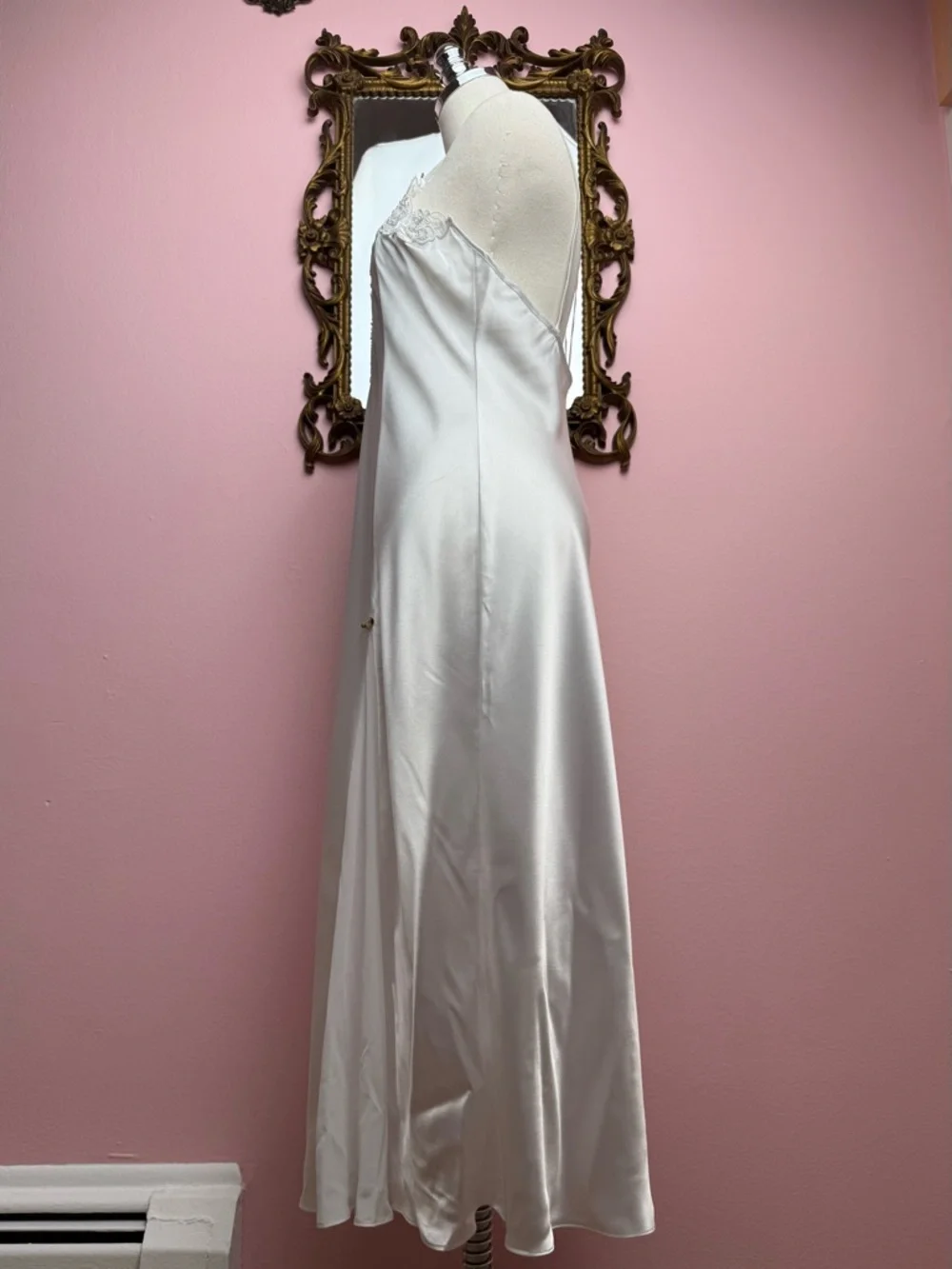 y2k Vintage White Rosette Double Strap Princess Nightgown Lingerie Dress Medium - Picture 4 of 10